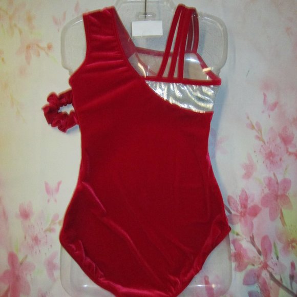 Leotard New Size AL Balera Large Women's Gymnastics Dance Costume Red Velvet LA - Picture 4 of 5